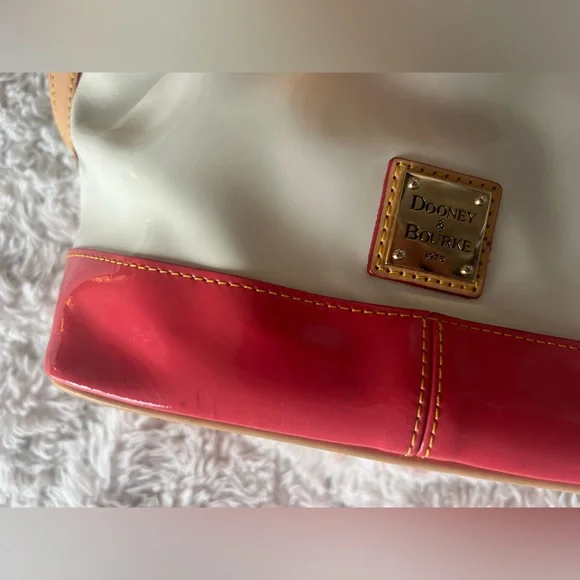 Dooney & Bourke Red and Cream Bucket Bag - Picture 7 of 10